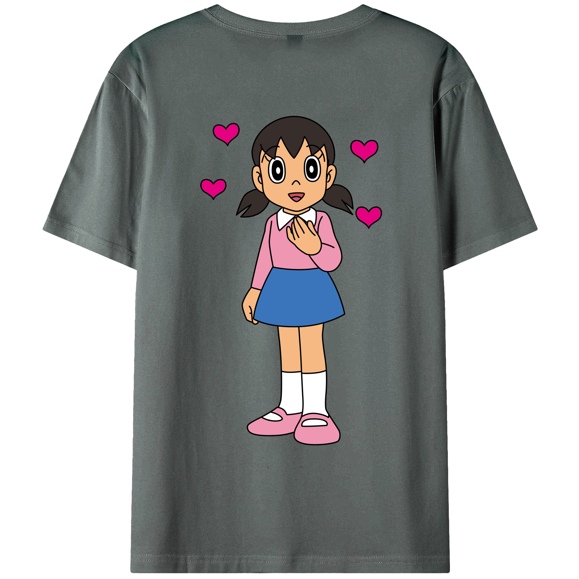 （画像用） ドラえもん みなもと しずか Doraemon Shizuka Minamoto 綿100％ メンズ半袖Tシャツ（バックプリント） 通気性